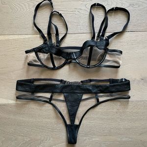 Honey Birdette Black and Nude Lingerie Set